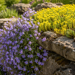 4 Bodendecker für Mauern - Campanula poscharskyana, Sedum acre - Willemse