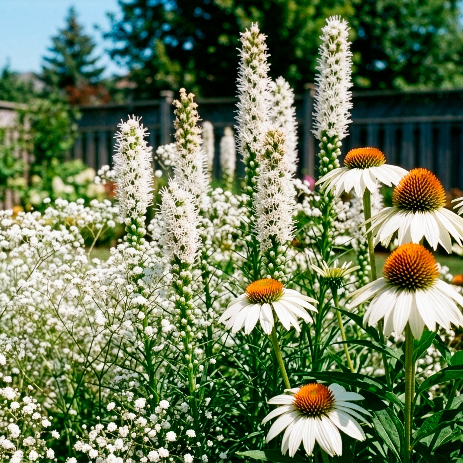 Weißblühende Stauden - Gyspsophila, Liatris, Echinacea - Willemse